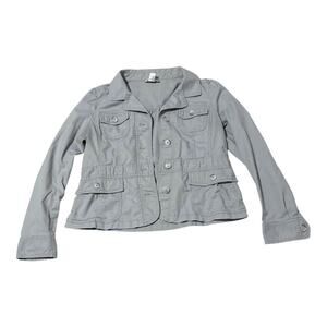 LOFT Gray Jacket - Size 8 - Casual Classic w/ Pockets & Figure-Flattering Waist